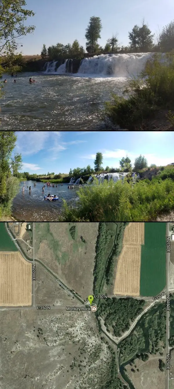 Swim at Monkey Rock near Saint Anthony, Idaho. Maps, directions, and reviews. Monkey Rock features a beautiful waterfall you can wade right up to during the summer. Just under the waterfall is a great spot to wade around in or...