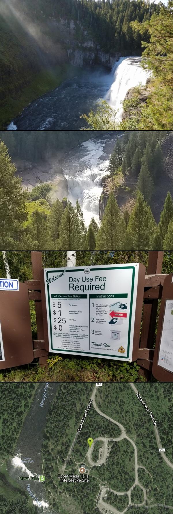Cross Country Ski, Hike, and Kayak at Mesa Falls near Ashton, Idaho. Maps, directions, and reviews. Upper Mesa Falls, aka Big Falls, is an absolutely awesome waterfall on the Henrys Fork of the Snake River. The falls drop 114 ft....