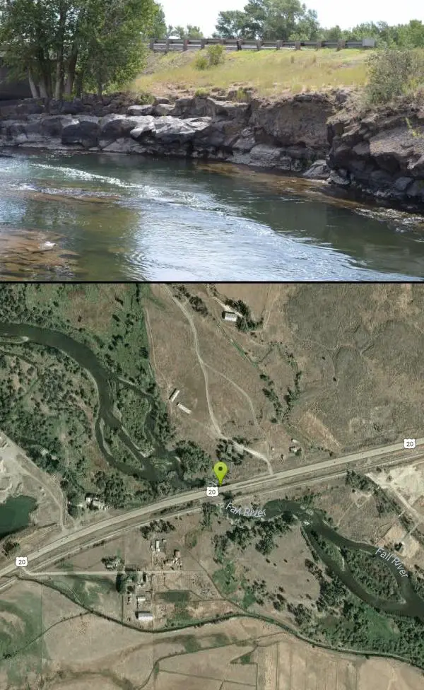 Dive and Swim at Fall River Bridge near Ashton, Idaho. Maps, directions, and reviews. Right off Highway 20, there's a great spot to swim, swing, and dive. There's pullouts for parking right next to the bridge. There's...