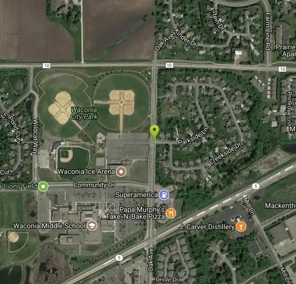 Skateboard at Waconia Lions Skate Park near Waconia, Minnesota. Maps, directions, and reviews. From Highway 5: Turn North on to Oak Avenue. Go approximately 1.5 blocks and turn LEFT/WEST into the Brook Peterson Parking lot. You...