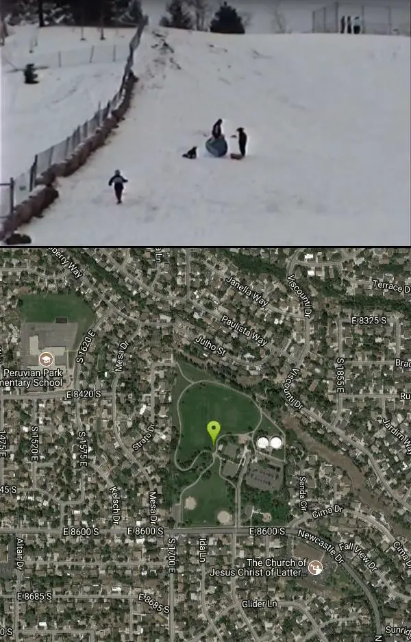 Sled at Flat Iron Mesa Park near Sandy, Utah. Maps, directions, and reviews.