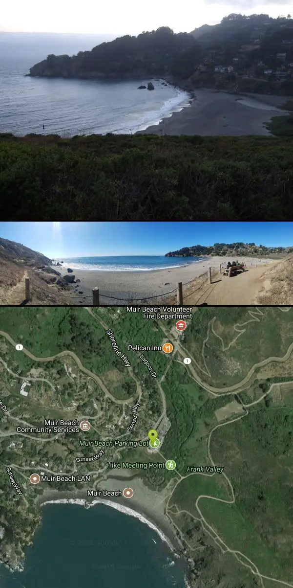Hike and Swim at Muir Beach near Muir Beach, California. Maps, directions, and reviews. Muir Beach is a little gem nestled away in the hills North of San Francisco, not far from the Muir Woods National Monument. There's a...