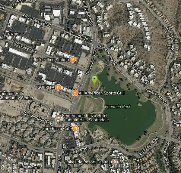 Disc Golf at Fountain Hills Disc Golf Course near Fountain Hills, Arizona. Maps, directions, and reviews. Lots of trees and well-manicured grass around man-made lake with 300' fountain. Multiple pin placements. Maps at 1st...