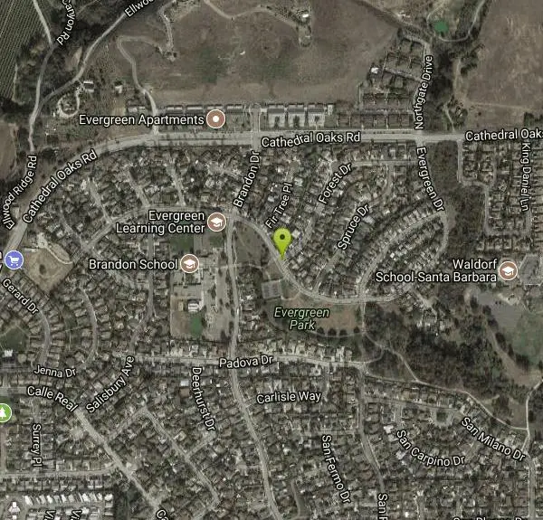 Disc Golf at Evergreen Open Space near Goleta, California. Maps, directions, and reviews. Good variety of open long holes and tightly wooded ones. Some nice elevation. Complicated transitions - print course map. Public (No Fee)