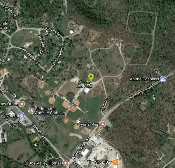 Disc Golf at Meade Olin Park near Brandenburg, Kentucky. Maps, directions, and reviews. Beautiful, with a varity of challenges. The design takes advantage of elevation, woods, fields, and a pond. Public (No Fee)