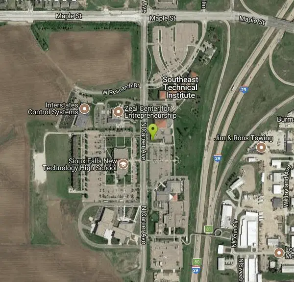 Disc Golf at Southeast Tech. Institute near Sioux Falls, South Dakota. Maps, directions, and reviews. Course wraps between STI and I-29. Several trees of which only a few are mature. Public (No Fee)