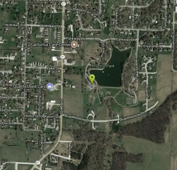 Disc Golf at Proctor Lake Park near California, Missouri. Maps, directions, and reviews. Lots of smaller trees, some of the pins tucked into tight places. Tougher little course than it first appears. Well-maintained park. Public...