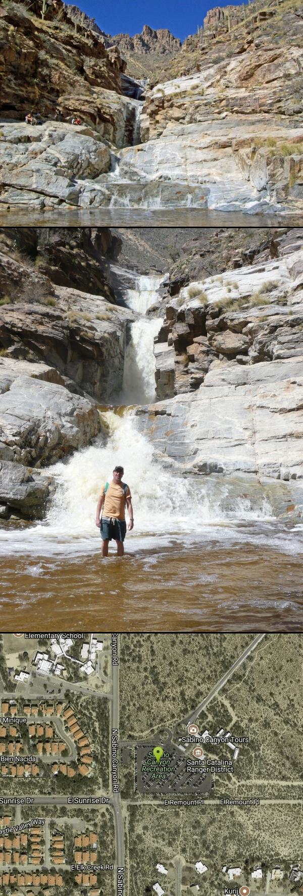 Hike and Swim at Seven Falls near Tucson, Arizona. Maps, directions, and reviews. Seven Falls is a waterfall located in the Sabino Canyon near Tucson, Arizona. It's a great hike and a fun swimming hole, and listed often as...