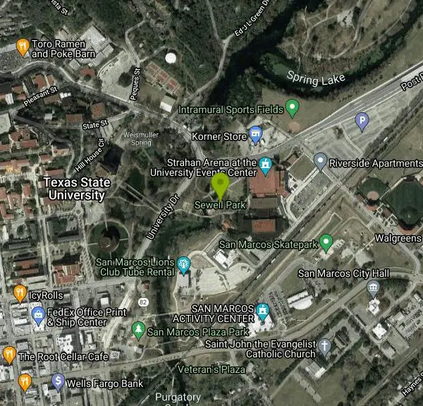 Canoe, Disc Golf, Kayak, and Swim at Sewell Park near San Marcos, Texas. Maps, directions, and reviews. Sewell Park is the perfect place too cool off on a hot day. The park is located on Texas State University...