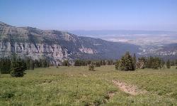 Camp and Hike at Table Rock / Table Mountain near Driggs, Idaho. Maps, directions, and reviews. At 11,300 feet, Table Mountain is possibly the most beautiful climb this side of the Tetons and offers what may well be the... (image: Looking back from the treeline)