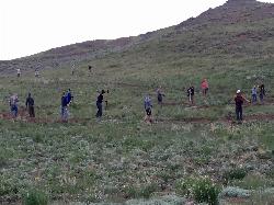 Volunteer trail restoration at Croy Creek near Rotarun after the Beaver Creek Fire. BLM photo, publi courtesy of BLMIdaho&nearr; (Public domain&nearr;)
