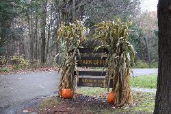 Fall foliage along the lake at Laurel Hill State Park courtesy of Ron Shawley&nearr; (CC BY 3.0&nearr;)