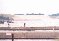 Mount Baldy seen across the water from the Michigan City breakwall at Trail Creek. courtesy of Chris Light&nearr; (CC BY-SA 4.0&nearr;)