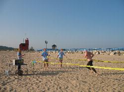 Finisher of the Big Red Lighthouse open water swim at Holland State Park courtesy of Denwins&nearr; (CC BY-SA 3.0&nearr;)