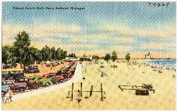 Vintage Tichnor Brothers postcard of Ottawa Beach State Park, now Holland State Park courtesy of Tichnor Brothers, Publisher&nearr; (Public domain&nearr;)