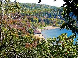 The Chateau, the CCC-era stone and timber concession building above the North Shore beach courtesy of Corey Coyle&nearr; (CC BY 3.0&nearr;)