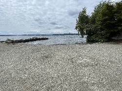 The sand beach at Medina Beach Park looking across Lake Washington past the end of the breakwater. courtesy of Steven Pavlov&nearr; (CC BY-SA 4.0&nearr;)