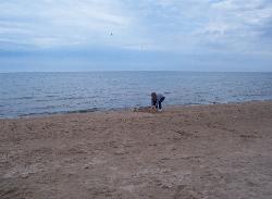 The Lake Michigan beach at Harrington Beach State Park courtesy of self&nearr; (CC BY-SA 2.5&nearr;)