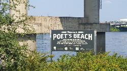 The Welcome to Poet's Beach sign below the Marquam Bridge courtesy of Another Believer&nearr; (CC BY-SA 4.0&nearr;)