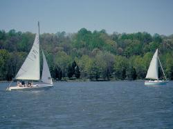 Sailboats on Pinchot Lake, which is limited to electric motors courtesy of w:Pennsylvania Department of Conservation and Natural Resources, Pennsylvania Bureau of State Parks &nearr; (CC BY-SA 3.0&nearr;)