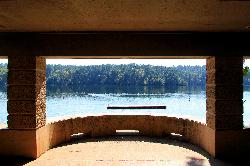 The lake and swim dock seen from the bath house terrace courtesy of Larry D. Moore&nearr; (CC BY 4.0&nearr;)