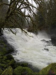 High water pouring over the wide upper ledge into the boulder reach below. courtesy of Bureau of Land Management Oregon and Washington&nearr; (Public domain&nearr;)