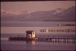 The shoreline and pier near Kings Beach photographed in May 1972. courtesy of Belinda Rain&nearr; (Public domain&nearr;)