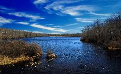 Tobyhanna Lake in early April, weeks before the beach opens for the season. courtesy of Nicholas A. Tonelli from Northeast Pennsylvania, USA&nearr; (CC BY 2.0&nearr;)