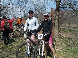 Two riders at the staging area before a cross country mountain bike race at Hop Brook Lake Recreatio courtesy of k.steudel&nearr; (CC BY 2.0&nearr;)