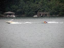 Boat traffic on Lake James beyond the roped swimming zone. courtesy of bobistraveling&nearr; (CC BY 2.0&nearr;)