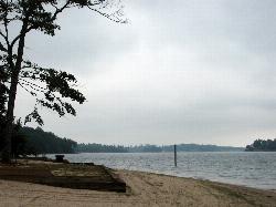 Shoreline view across the swim beach cove on Lake James. courtesy of bobistraveling&nearr; (CC BY 2.0&nearr;)