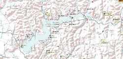 USGS topographic map of Atwood Lake showing the dam, the marinas and Sunset Valley courtesy of USGS&nearr; (Public domain&nearr;)