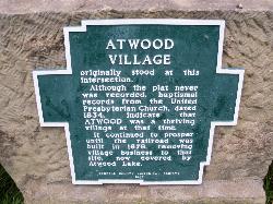 Marker for the village of Atwood, which now lies under the lake courtesy of Roseohioresident&nearr; (Public domain&nearr;)