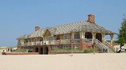 The Lake Michigan Beach House, built by the Civilian Conservation Corps in the 1930s, seen from the 