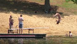 Swimmers on the diving platform at the Hanging Rock swim area courtesy of bobistraveling&nearr; (CC BY 2.0&nearr;)