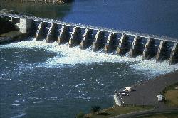 Gavins Point Dam, which created Lake Yankton by moving the Missouri River channel south