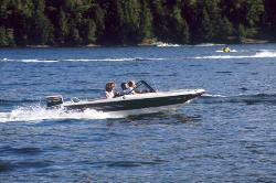 A boat out on Beltzville Lake, photographed by the Pennsylvania Bureau of State Parks.