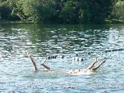 Kids playing in the water beside the buoy line that marks the swim zone. courtesy of EgorovaSvetlana&nearr; (CC BY-SA 4.0&nearr;)