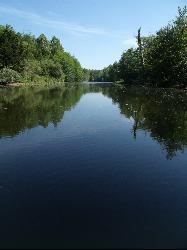 Calm water between wooded banks on one of the reclaimed mine lakes. courtesy of mostateparks&nearr; (Public domain&nearr;)