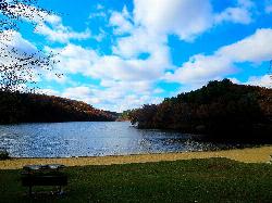 Looking across Cox Hollow Lake from the lawn above the beach. courtesy of Corey Coyle&nearr; (CC BY 3.0&nearr;)