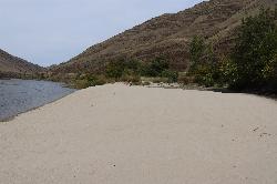 Skookumchuck beach with the Salmon River canyon wall rising across the water. courtesy of BLMIdaho&nearr; (Public domain&nearr;)