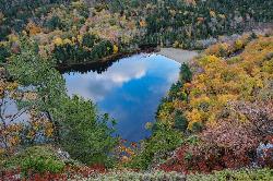 Looking down on the beach and swim area at the south end of Echo Lake in October. courtesy of Victoria Stauffenberg&nearr; (Public domain&nearr;)
