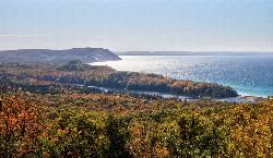 Autumn view over North Bar Lake toward Lake Michigan and Empire Bluff. courtesy of ksblack99&nearr; (Public Domain Mark&nearr;)