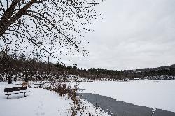 Lake O' the Dalles frozen over in winter, seen from the shoreline trail. courtesy of Tony Webster from Minneapolis, Minnesota, United States&nearr; (CC BY-SA 2.0&nearr;)