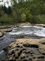 Sandstone ledges with water-filled potholes along the Smith River near the campground. courtesy of BLM Oregon & Washington&nearr; (CC BY 2.0&nearr;)