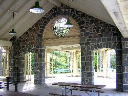 The historic Refreshment Pavilion beside the beach at Houghton's Pond. courtesy of Jameslwoodward&nearr; (CC BY-SA 3.0&nearr;)