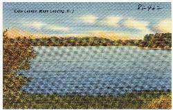 Open water and wooded shoreline of Lake Lenape, Mays Landing, from a vintage postcard. courtesy of Boston Public Library&nearr; (CC BY 2.0&nearr;)
